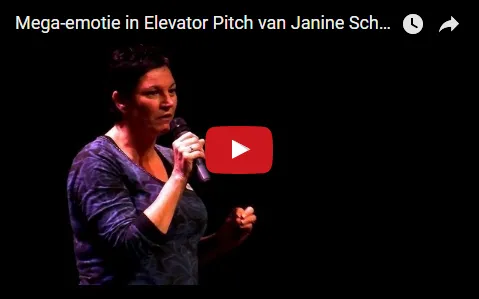 Mega-emotie in Elevator Pitch van Janine Schouls op #UpgradeWelzijn, training door Edo van Santen